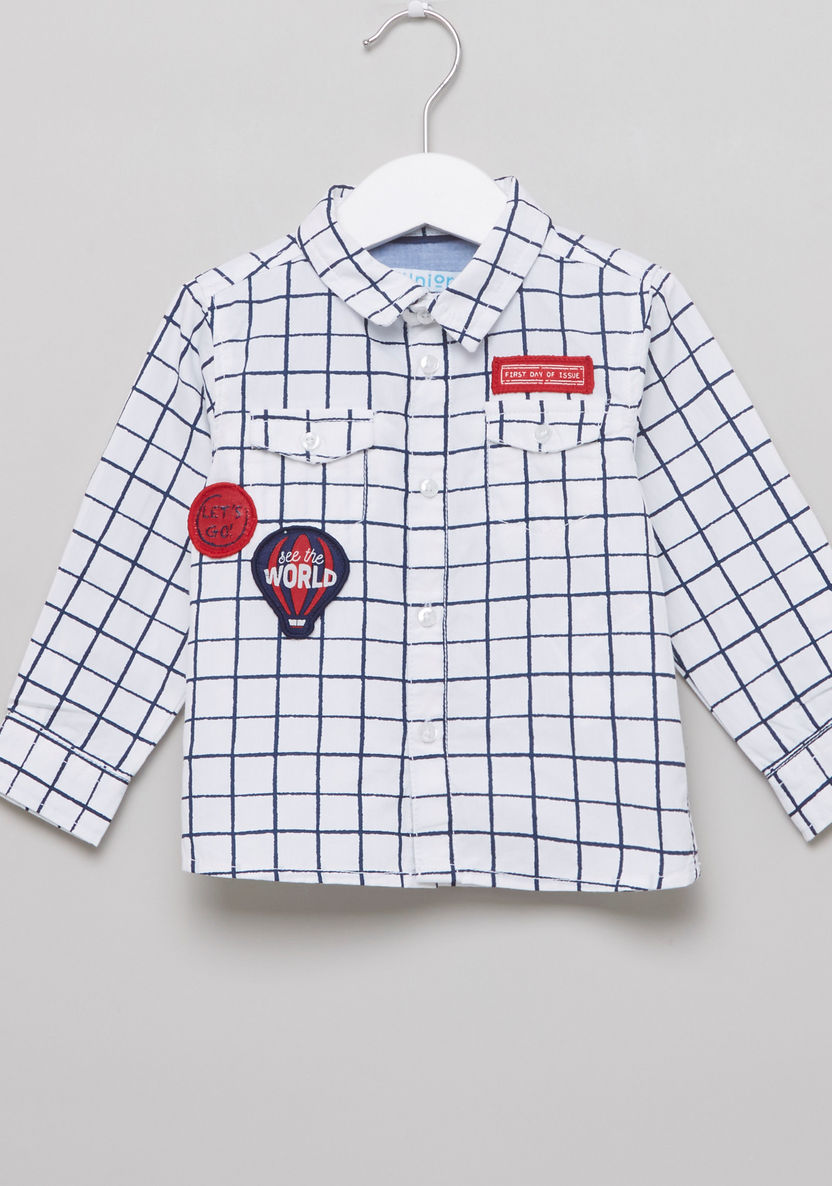 Juniors Chequered Applique Detail Shirt-Shirts-image-0
