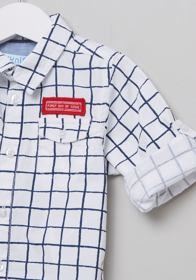 Juniors Chequered Applique Detail Shirt-Shirts-image-1