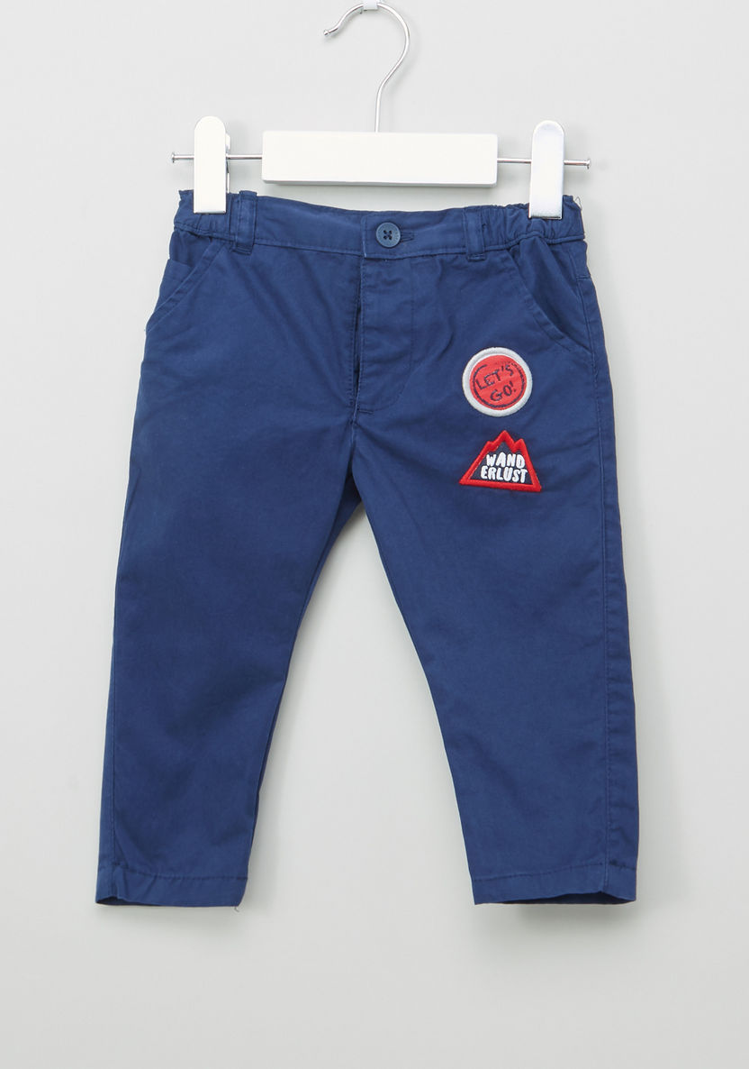 Juniors Applique Detail Pants with Button Closure-Pants-image-0