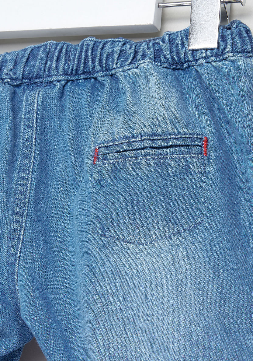 Juniors Denim Shorts with Applique Detail and Button Closure-Shorts-image-3