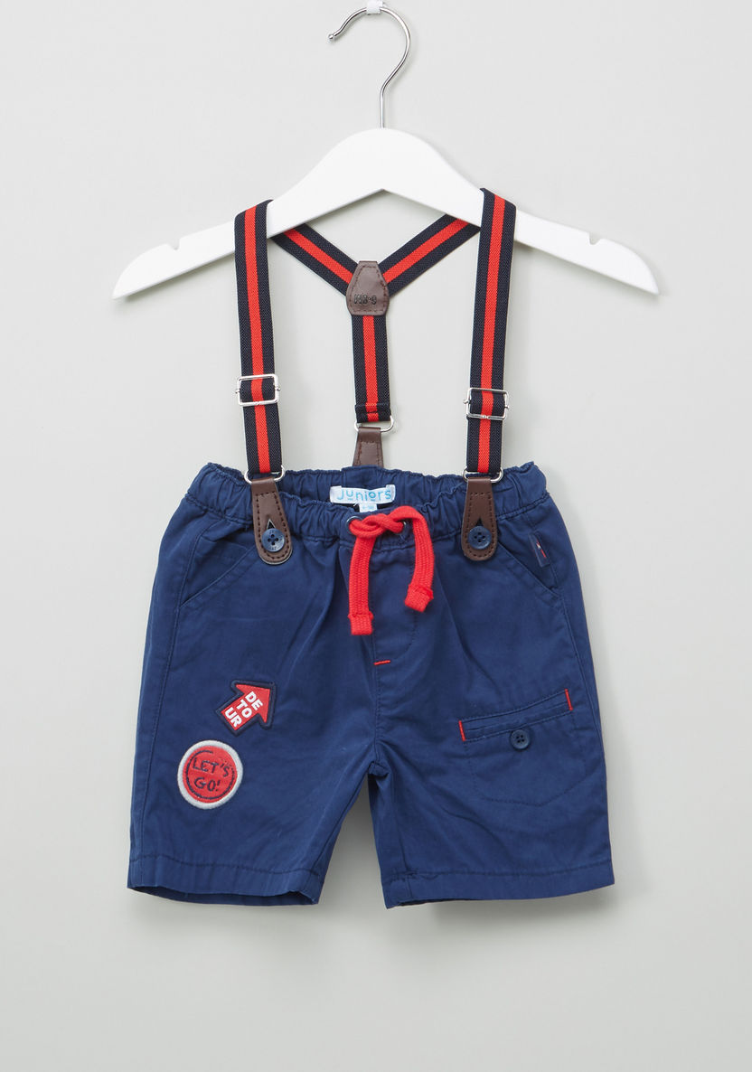 Juniors Applique Detail Shorts with Suspenders-Shorts-image-0