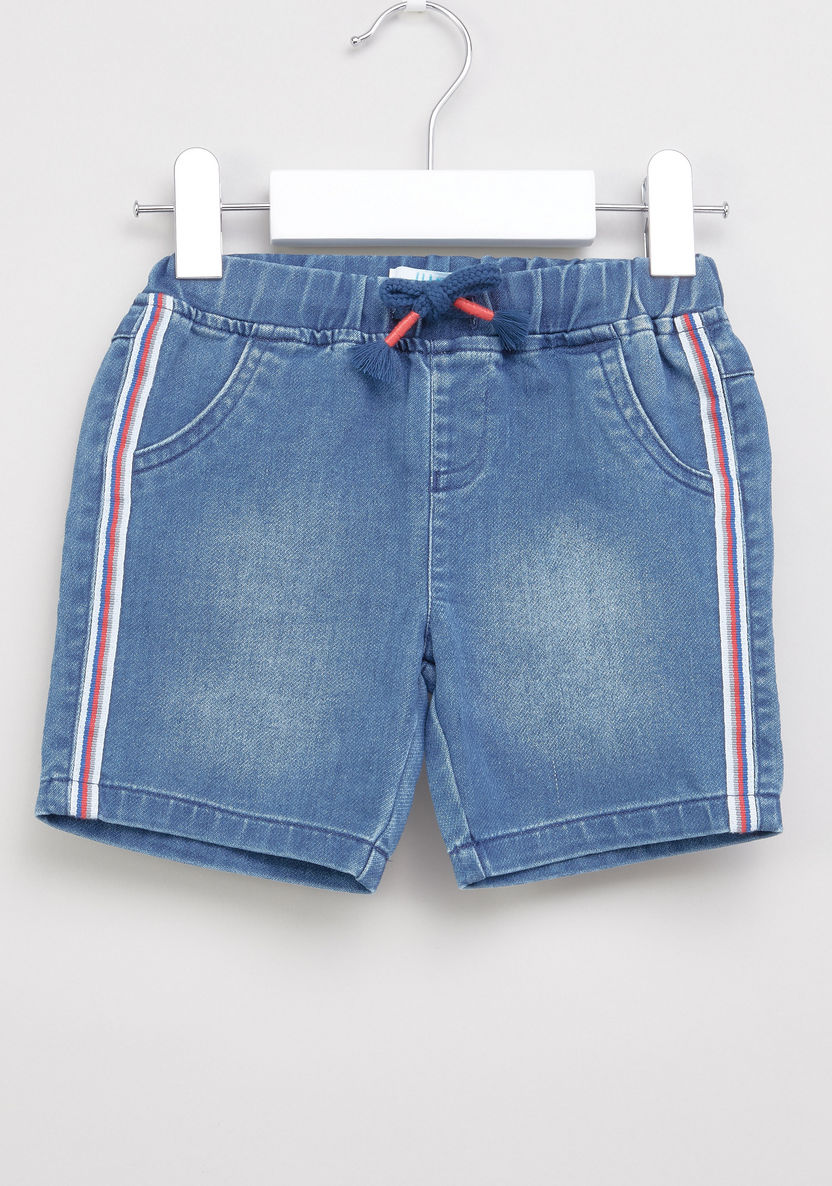 Juniors Denim Shorts with Drawstring-Shorts-image-0