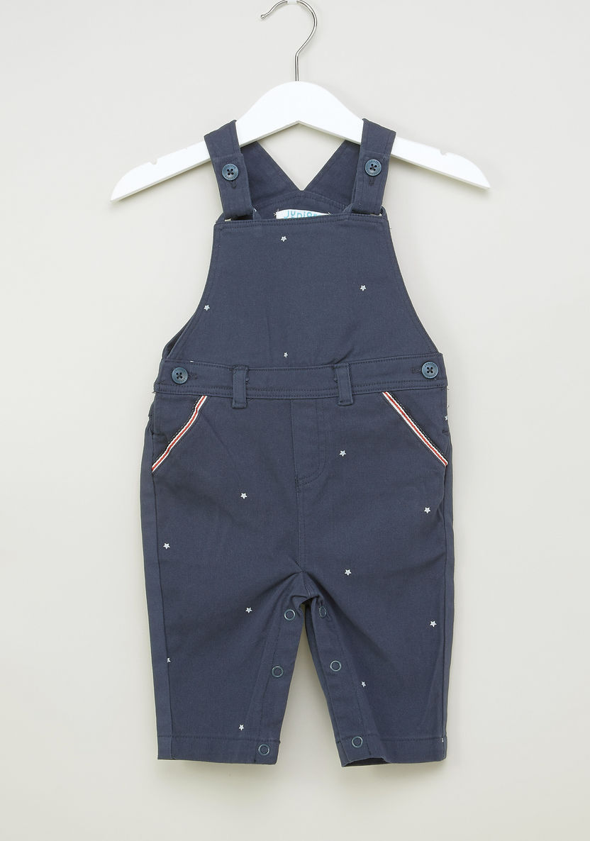 Juniors Round Neck T-shirt and Printed Dungarees-Clothes Sets-image-5