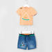 Juniors Printed Short Sleeves T-shirt with Embroidered Shorts-Clothes Sets-thumbnail-0
