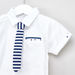 Juniors Solid Short Sleeves Shirt with Striped Tie-Shirts-thumbnail-1