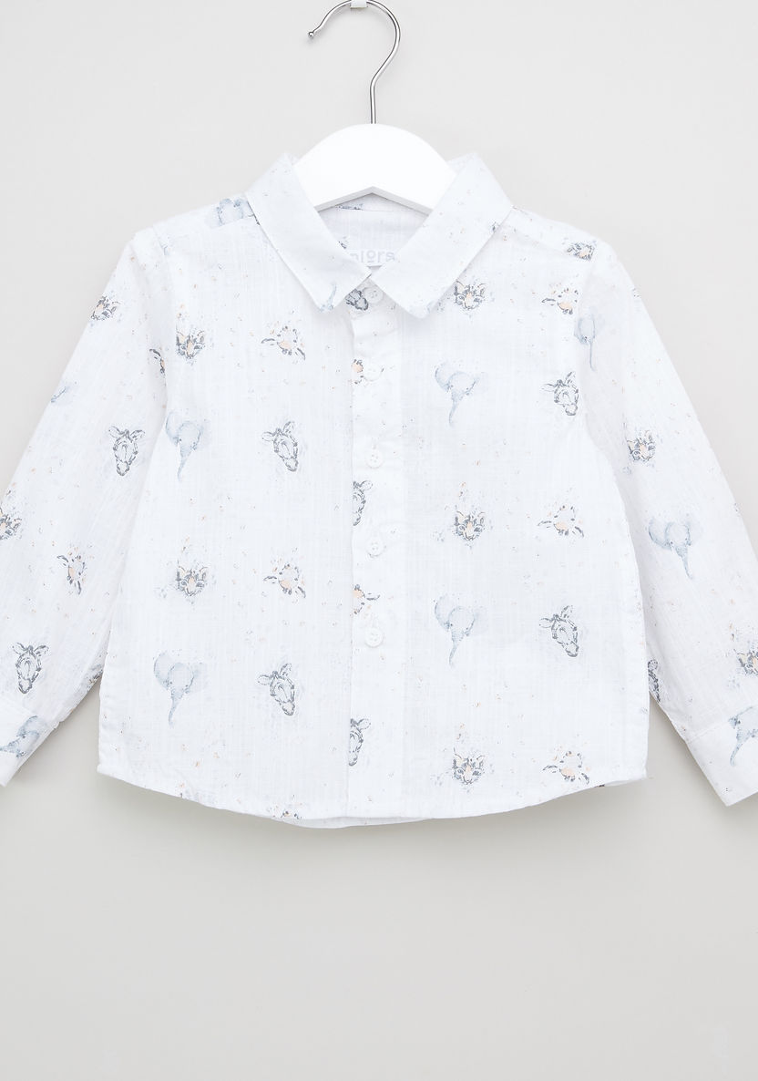 Juniors Printed Shirt with Roll-Up Tab Sleeves-Shirts-image-0