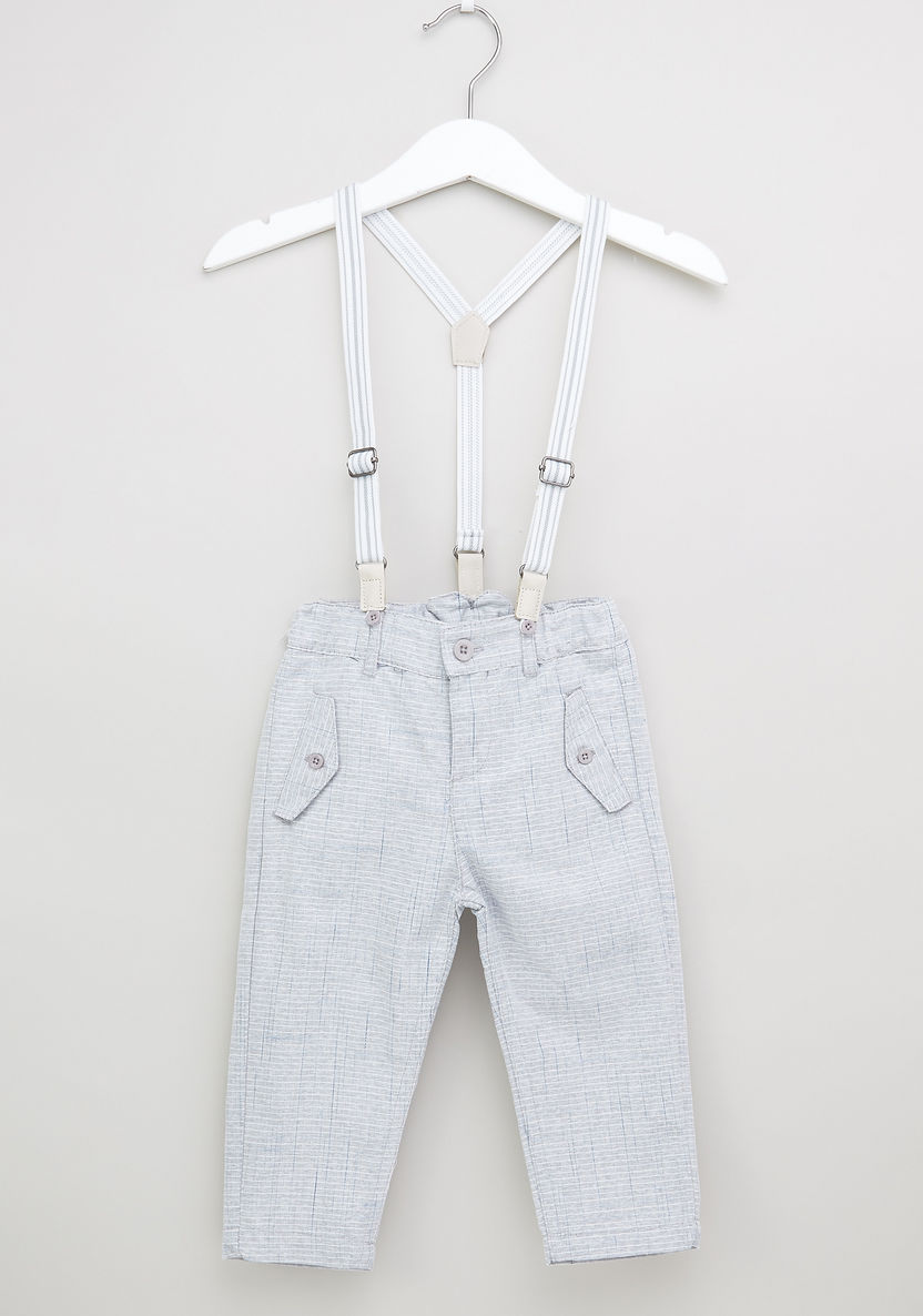 Juniors Striped Pants with Pocket Detail and Suspenders-Pants-image-0