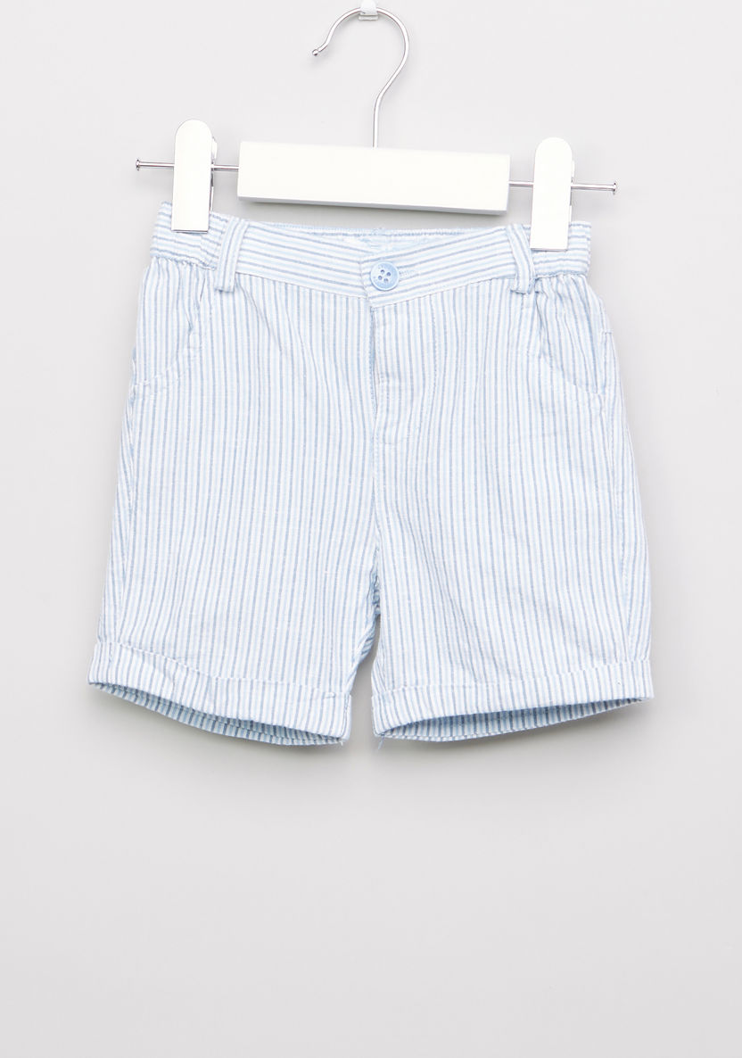 Juniors Striped 4-Pocket Woven Shorts with Button Closure-Shorts-image-0