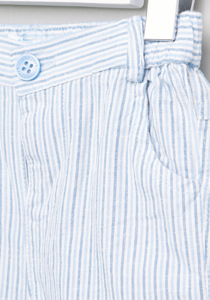 Juniors Striped 4-Pocket Woven Shorts with Button Closure-Shorts-image-1