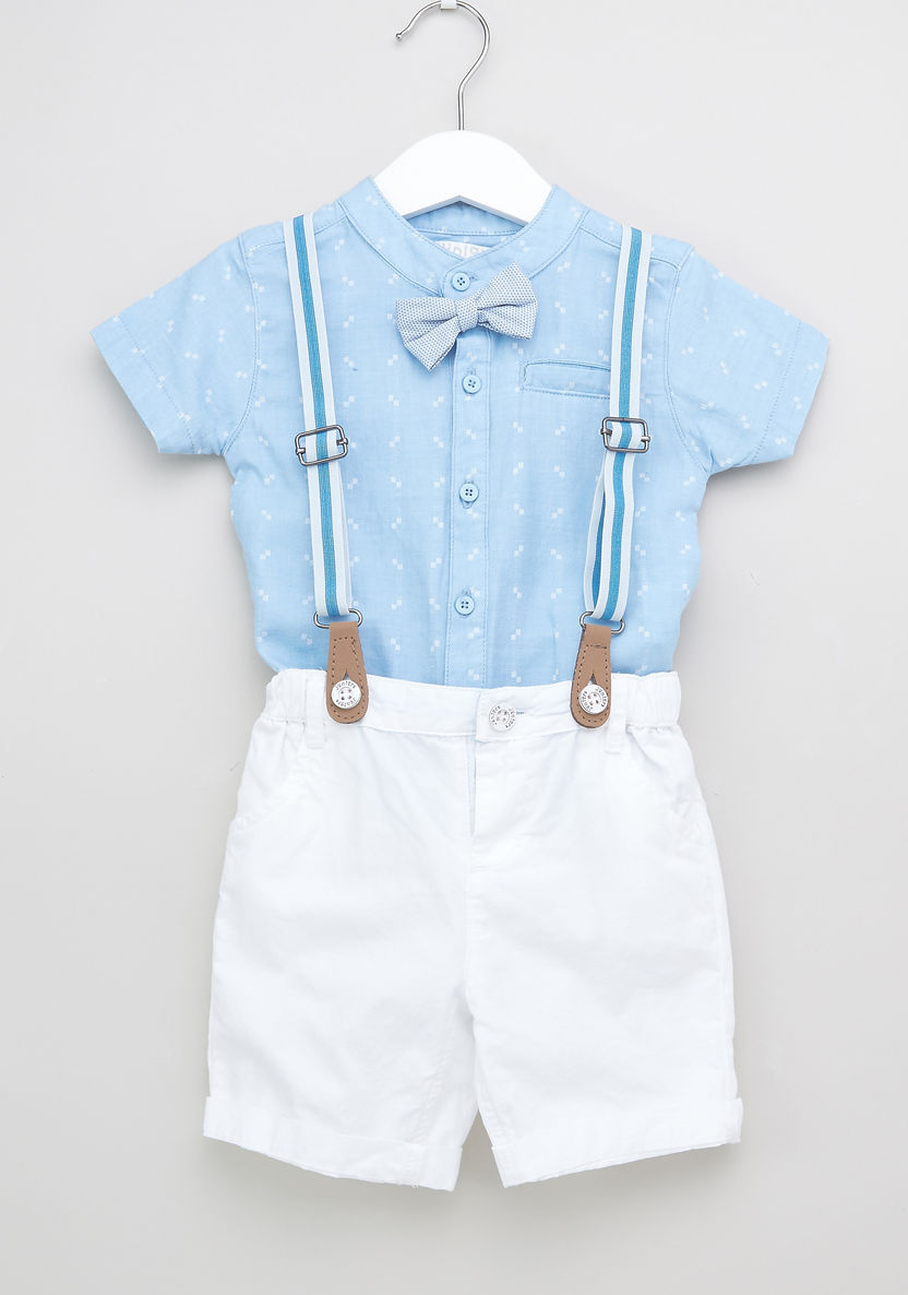 Juniors Printed Shirt and Suspender Shorts-Clothes Sets-image-0