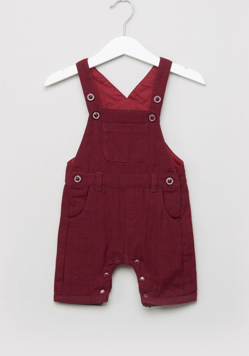 Juniors Printed Dungarees with Button Detail-Rompers%2C Dungarees and Jumpsuits-image-0