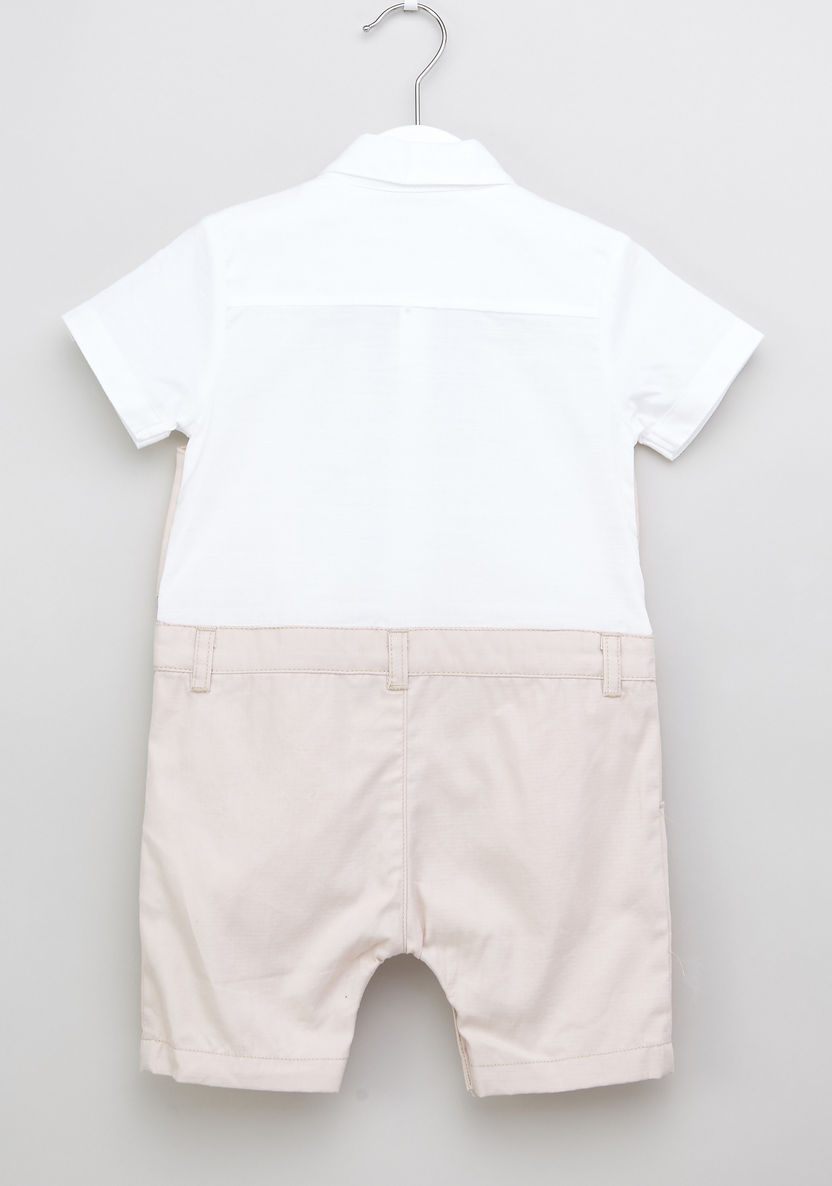 Juniors Colourblock Panelled Cotton Romper with Bow Detail-Rompers%2C Dungarees and Jumpsuits-image-2