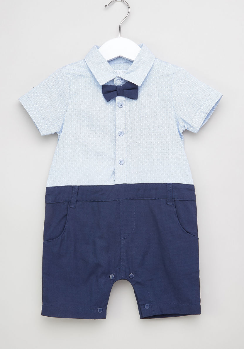 Juniors Bow Detail Romper with Short Sleeves-Rompers%2C Dungarees and Jumpsuits-image-0