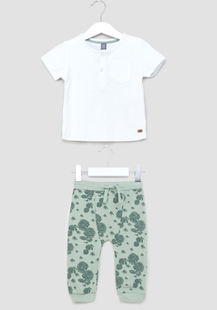 Giggles Henley T-shirt and Printed Joggers Set-Clothes Sets-image-0