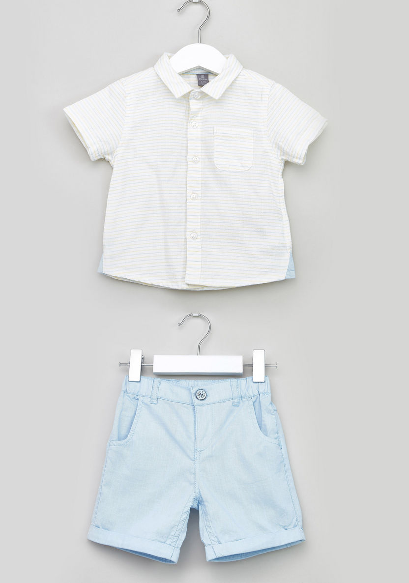 Giggles Striped Shirt with Shorts-Clothes Sets-image-0