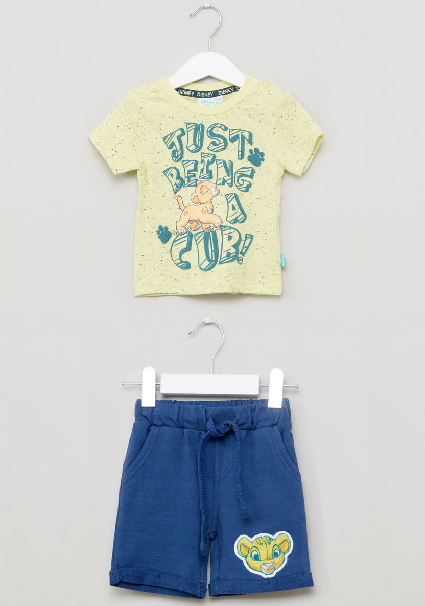 The Lion King Printed T-shirt with Shorts-Clothes Sets-image-0