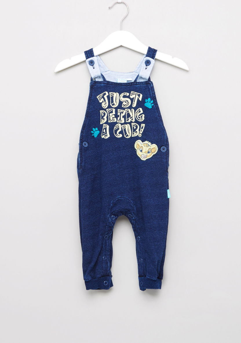 The Lion King Printed T-shirt with Full Length Dungarees-Clothes Sets-image-4