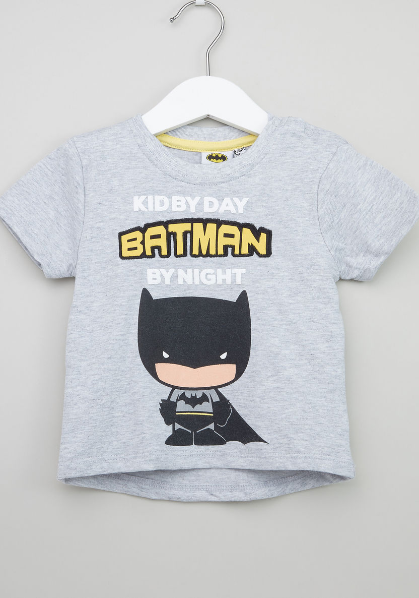 Warner Bros Batman Graphic Printed T-shirt - Set of 2-T Shirts-image-1