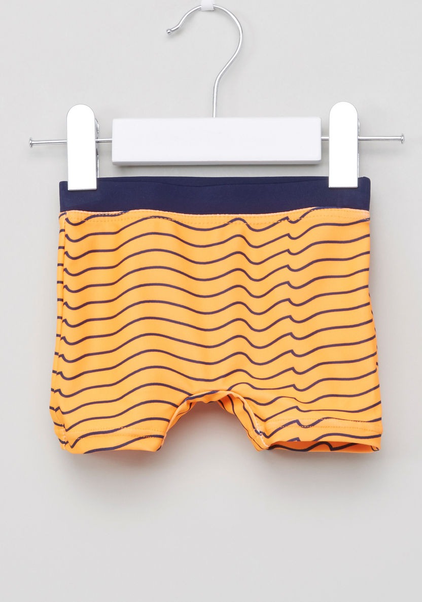 Juniors Printed Swimming T-shirt with Shorts-Swimwear-image-4