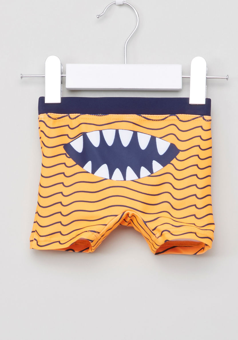 Juniors Printed Swimming T-shirt with Shorts-Swimwear-image-6