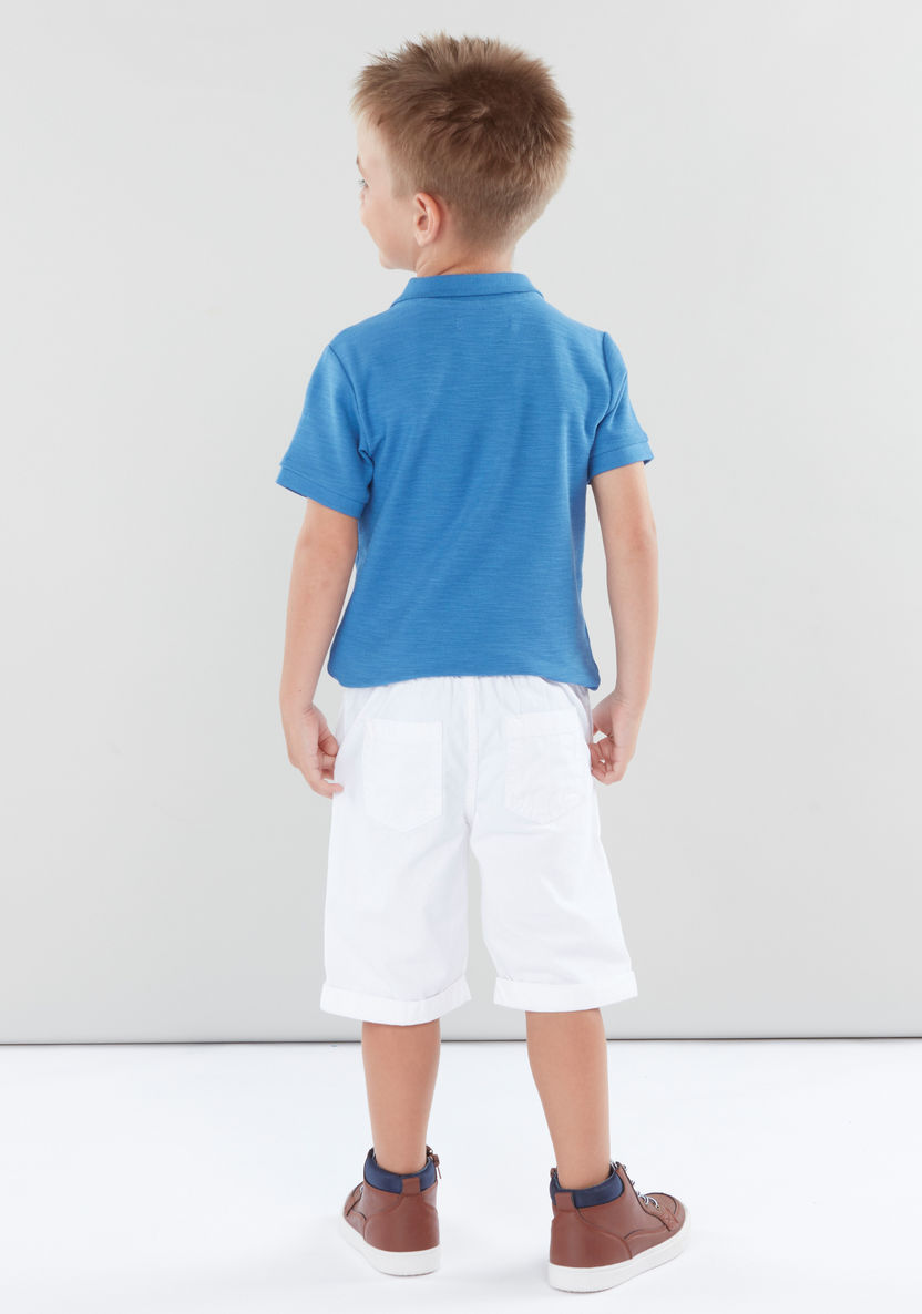Juniors Solid Polo Neck T-shirt with Short Sleeves-T Shirts-image-2