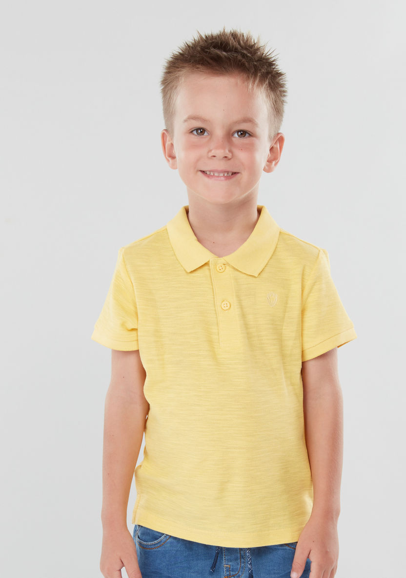 Juniors Solid Polo Neck T-shirt with Short Sleeves-T Shirts-image-1