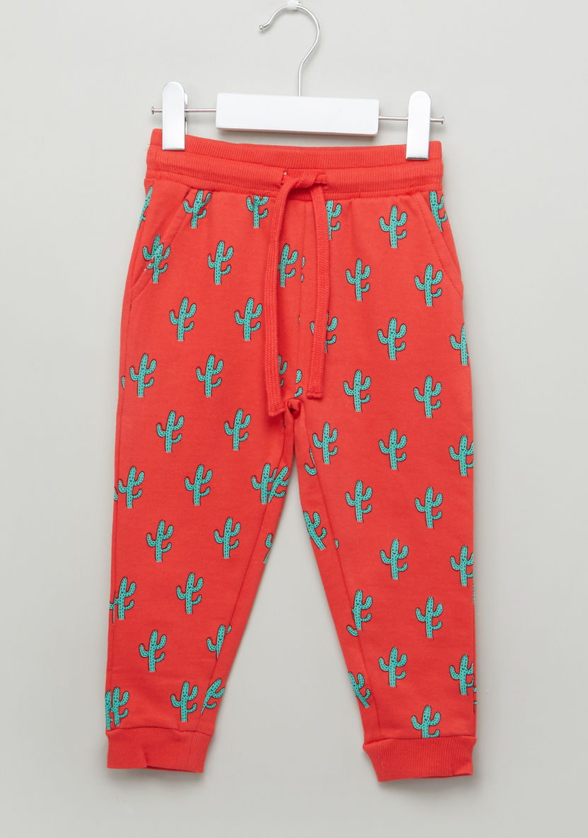 Juniors Printed Jog Pants with Elasticised Waistband and Drawstring-Joggers-image-0