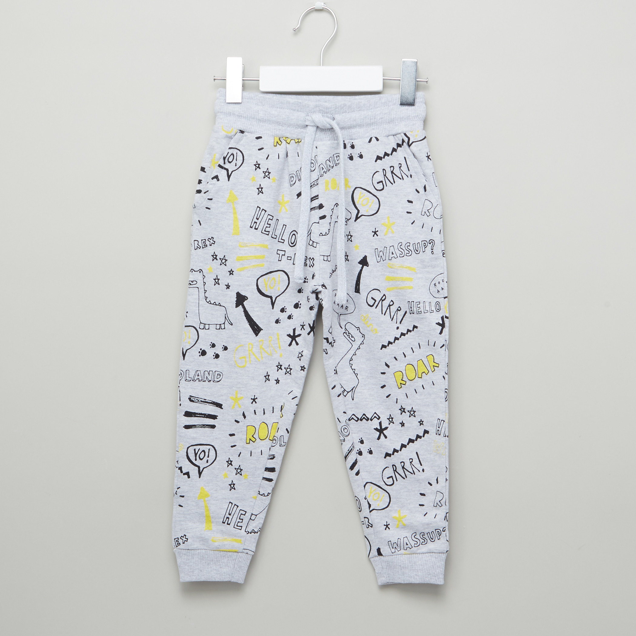 Juniors Printed Pocket Detail Jog Pants with Drawstring-boys-clothing-bottoms-joggersandtrackpants-image-1