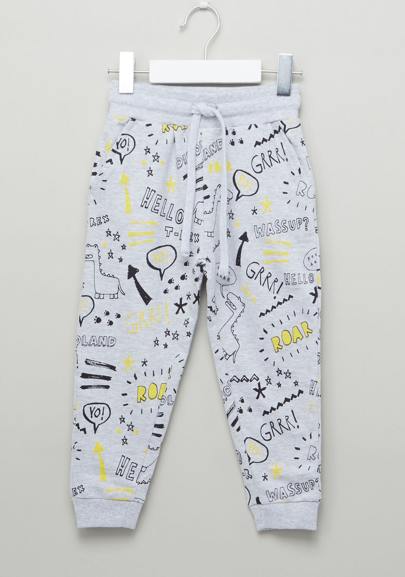 Juniors Printed Pocket Detail Jog Pants with Drawstring-Joggers-image-0