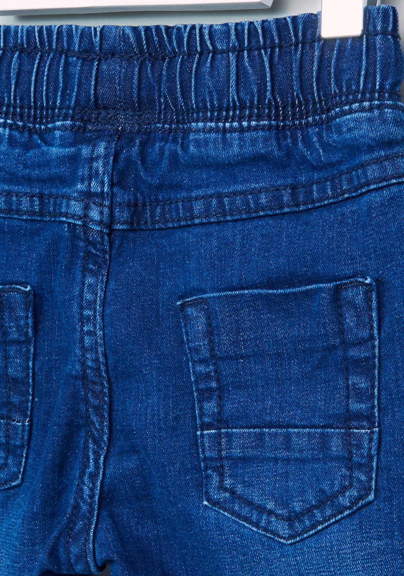 Juniors Denim Jog Pants with Pocket Detail and Drawstring-Joggers-image-3