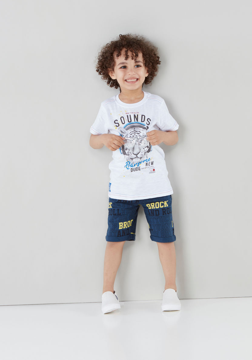 Juniors Graphic Printed Shorts with Pocket Details-Shorts-image-1