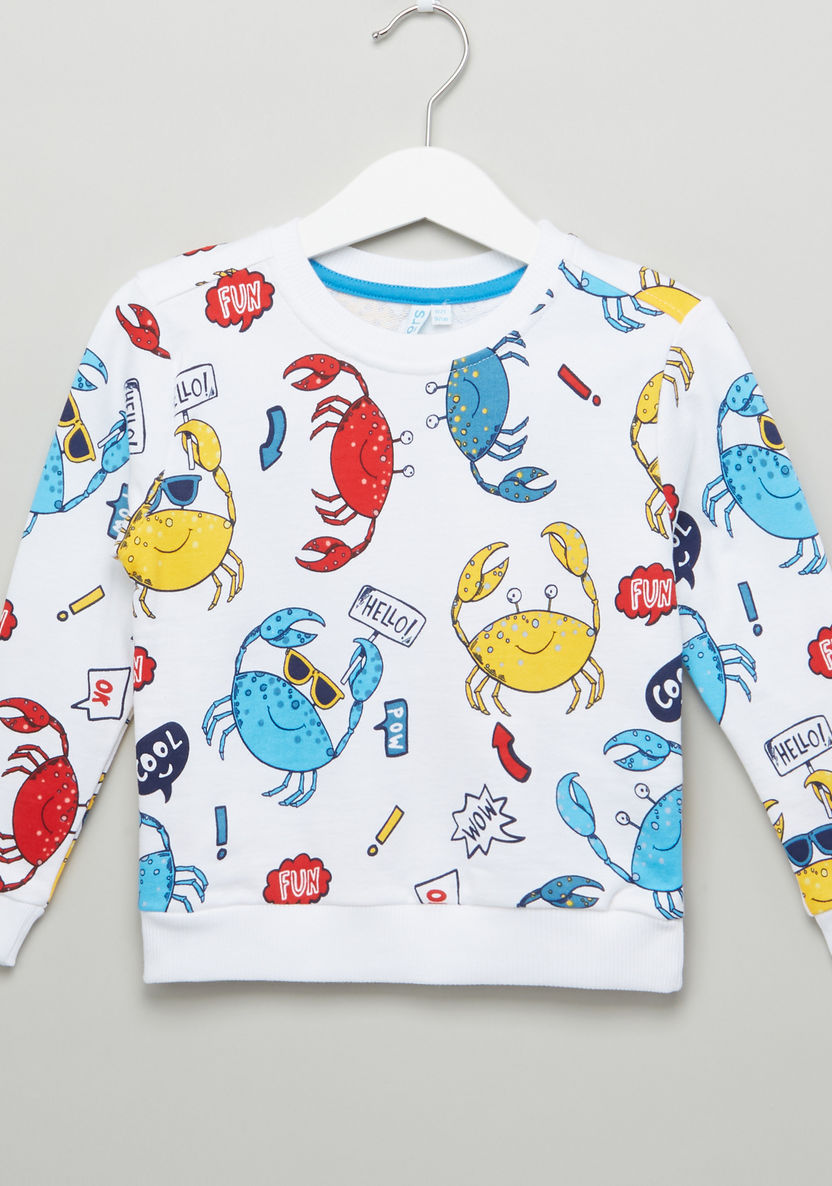 Juniors Crab Printed Long Sleeves Pullover-Sweaters and Cardigans-image-0