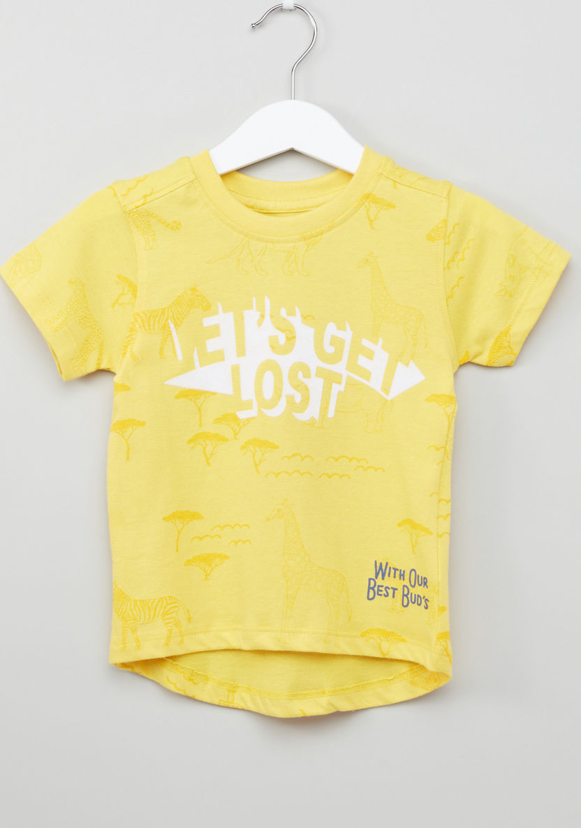 Juniors Printed T-shirt and Jog Pants-Clothes Sets-image-0