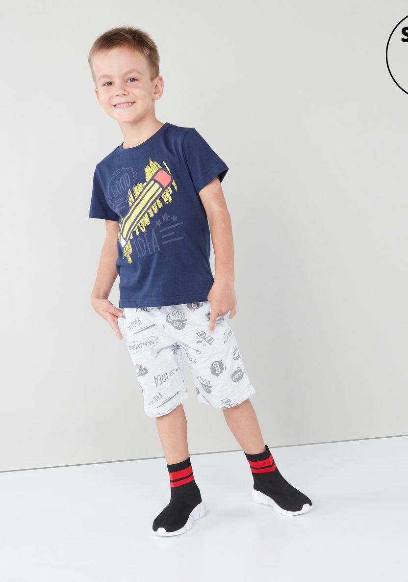 Juniors 2-Piece Graphic Printed T-shirt and Shorts-Clothes Sets-image-0