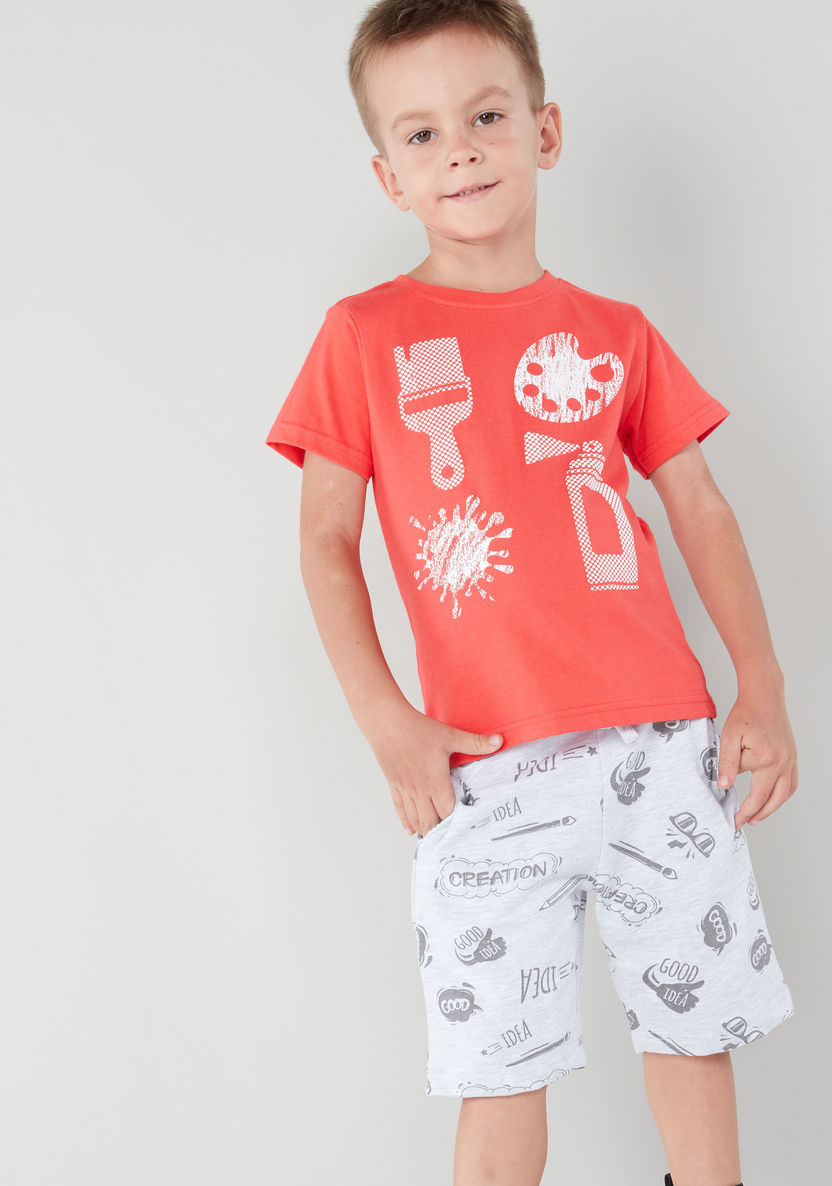 Juniors 2-Piece Graphic Printed T-shirt and Shorts-Clothes Sets-image-3