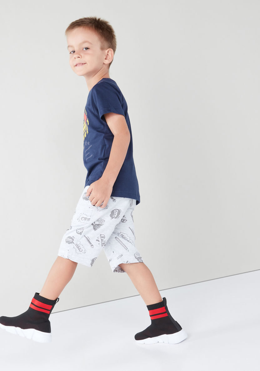 Juniors 2-Piece Graphic Printed T-shirt and Shorts-Clothes Sets-image-4