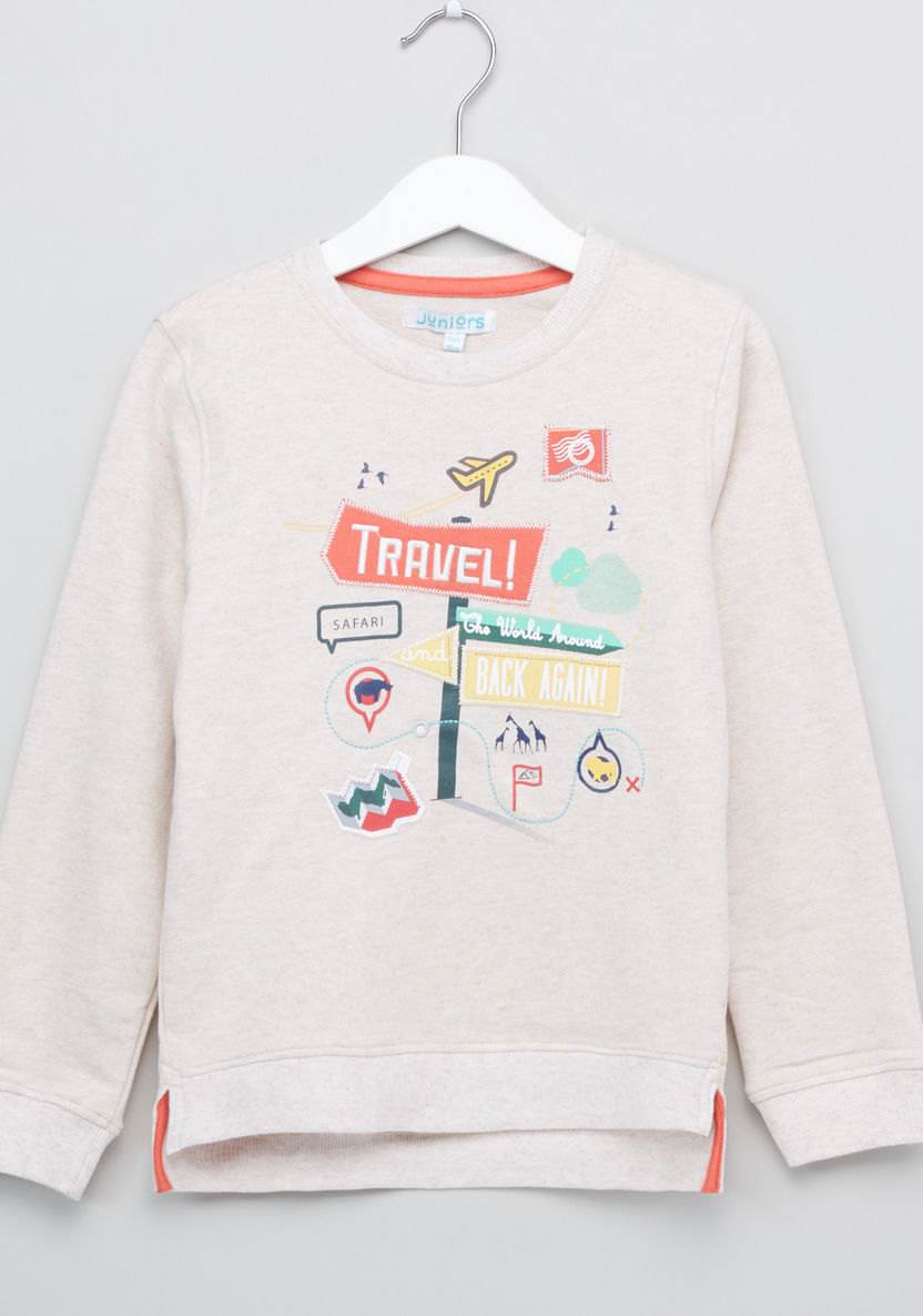 Juniors Applique Embroidered Long Sleeves Pullover-Sweaters and Cardigans-image-0