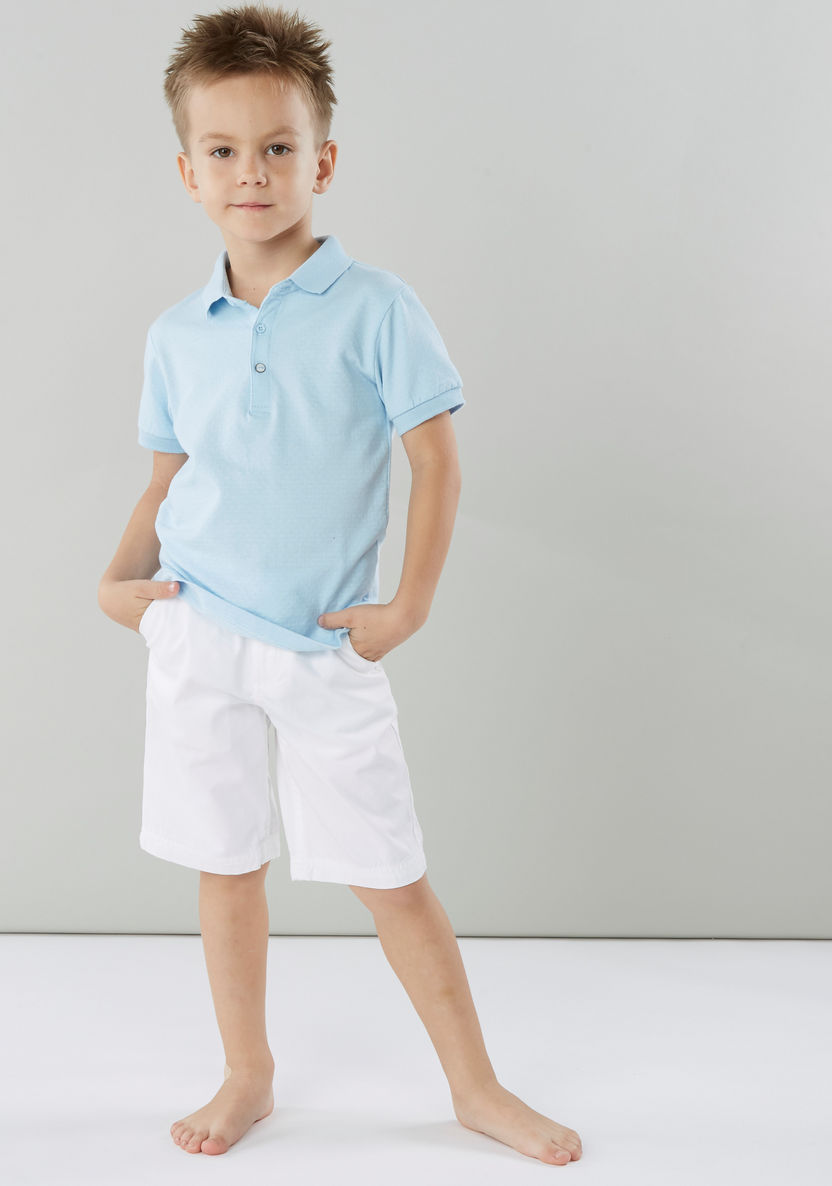 Juniors Solid T-shirt with Polo Neck and Short Sleeves-T Shirts-image-0