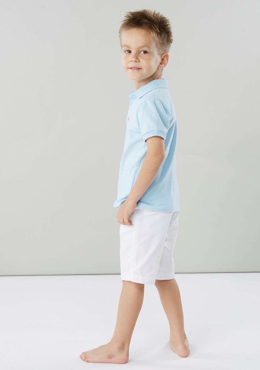 Juniors Solid T-shirt with Polo Neck and Short Sleeves-T Shirts-image-3