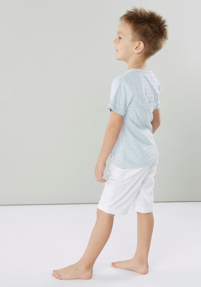 Juniors Round Neck T-shirt with Bow Accent and Suspender Styling-T Shirts-image-4