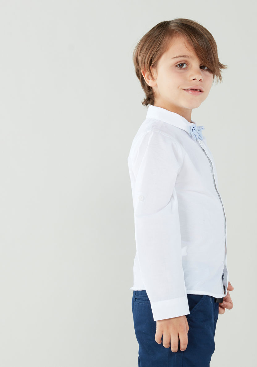 Juniors Long Sleeves Shirt with Bow Tie-Shirts-image-2