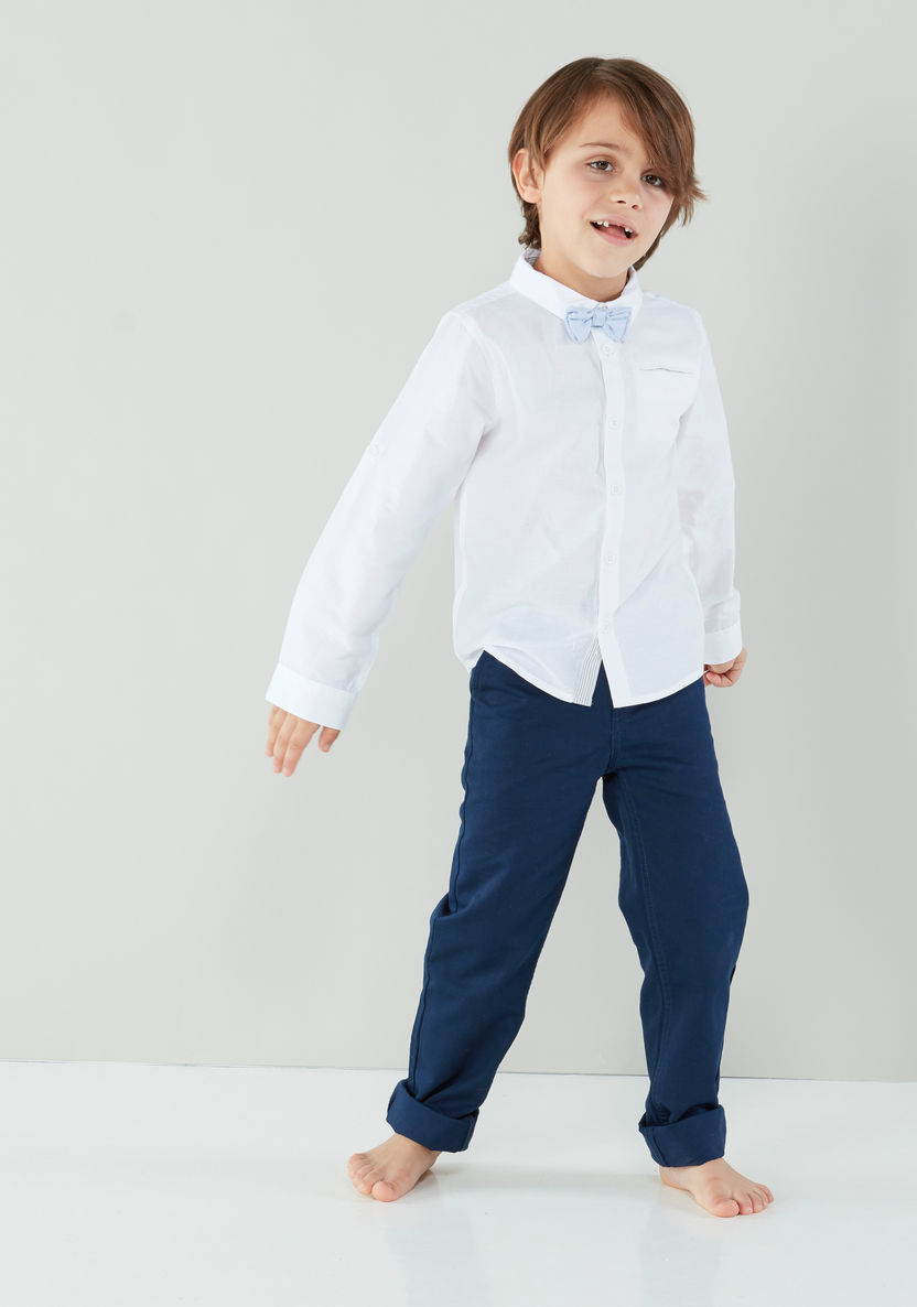 Juniors Long Sleeves Shirt with Bow Tie-Shirts-image-3