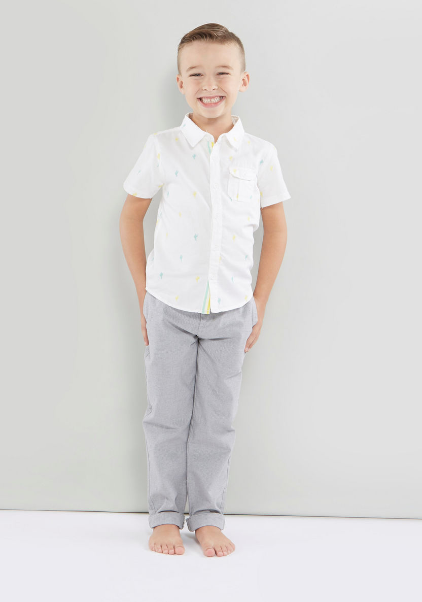 Juniors Printed Shirt with Short Sleeves and  Chest Pocket-Shirts-image-0