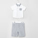 Juniors Short Sleeves Shirt with Stitch Detail Shorts-Clothes Sets-thumbnail-0