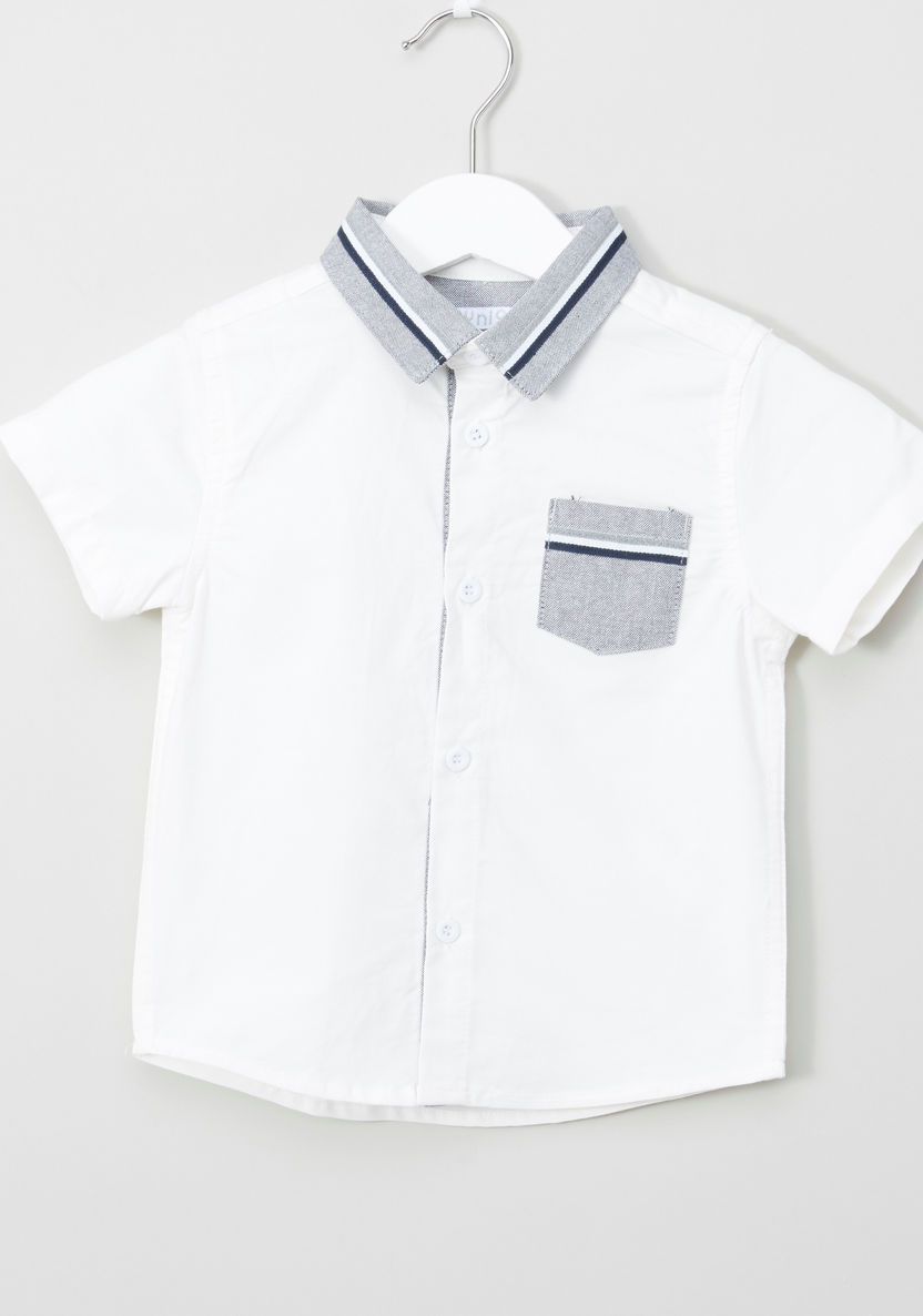 Juniors Short Sleeves Shirt with Stitch Detail Shorts-Clothes Sets-image-1