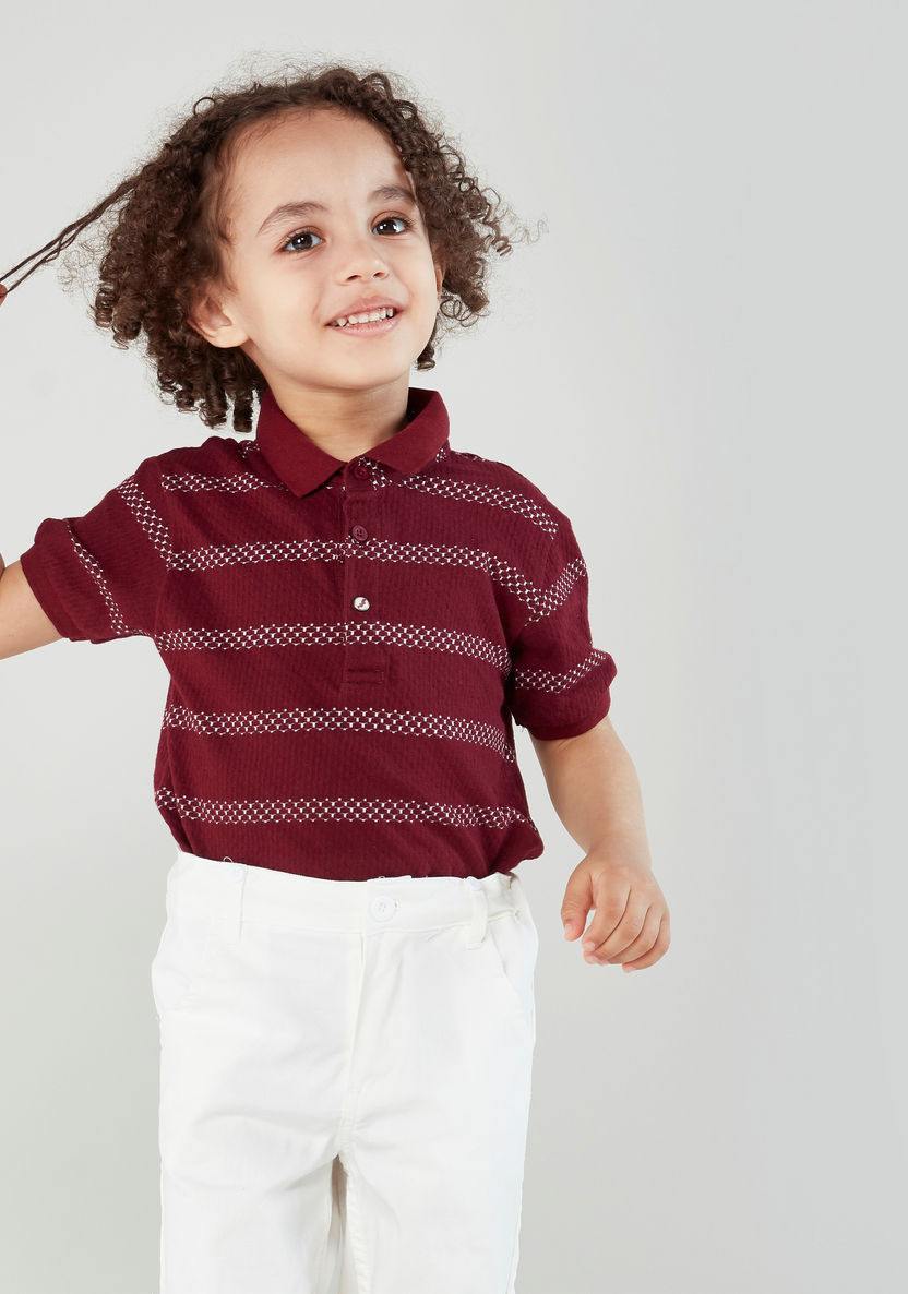 Juniors Striped Polo T-shirt and Suspender Shorts Set-Clothes Sets-image-2