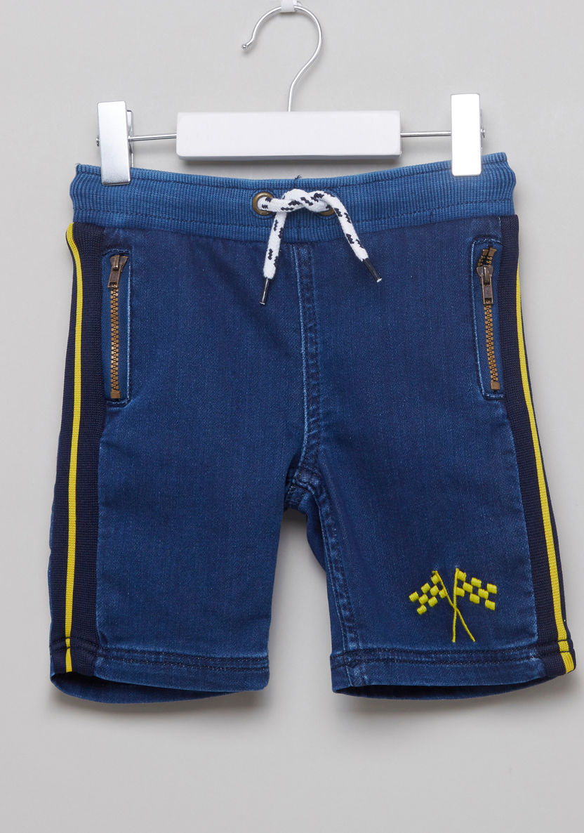 Juniors Tape Detail Shorts with Drawstring-Shorts-image-0