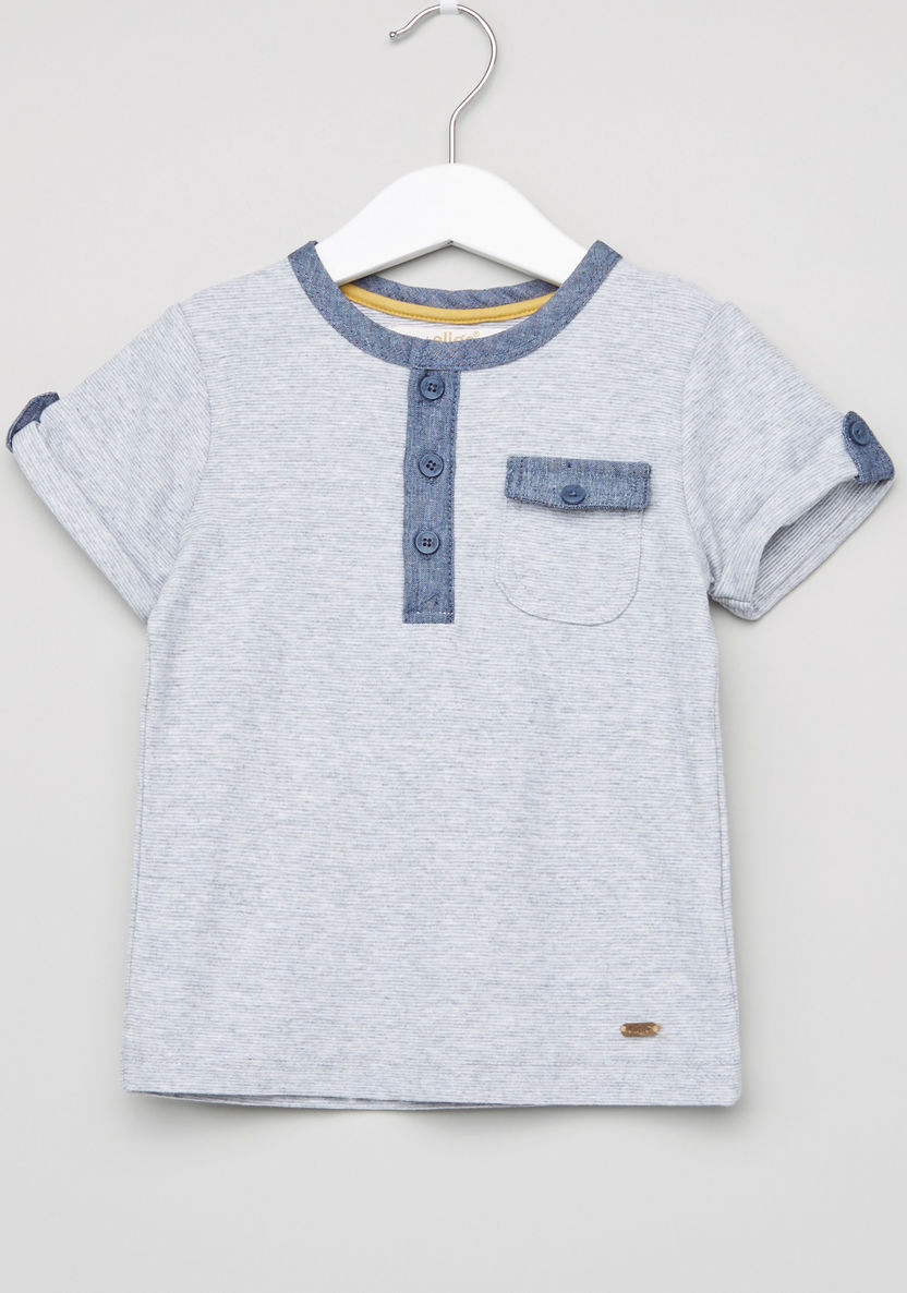 Eligo Striped Round Neck Short Sleeves T-shirt-T Shirts-image-0