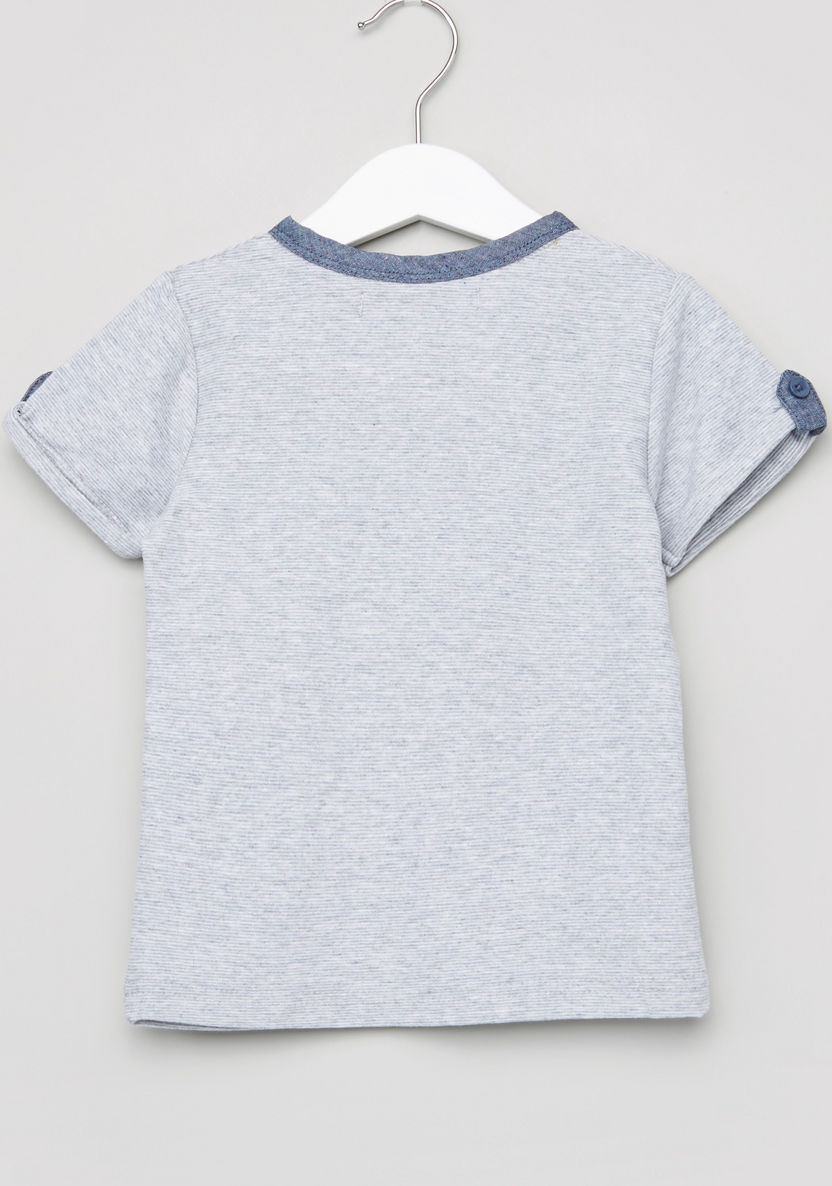 Eligo Striped Round Neck Short Sleeves T-shirt-T Shirts-image-2