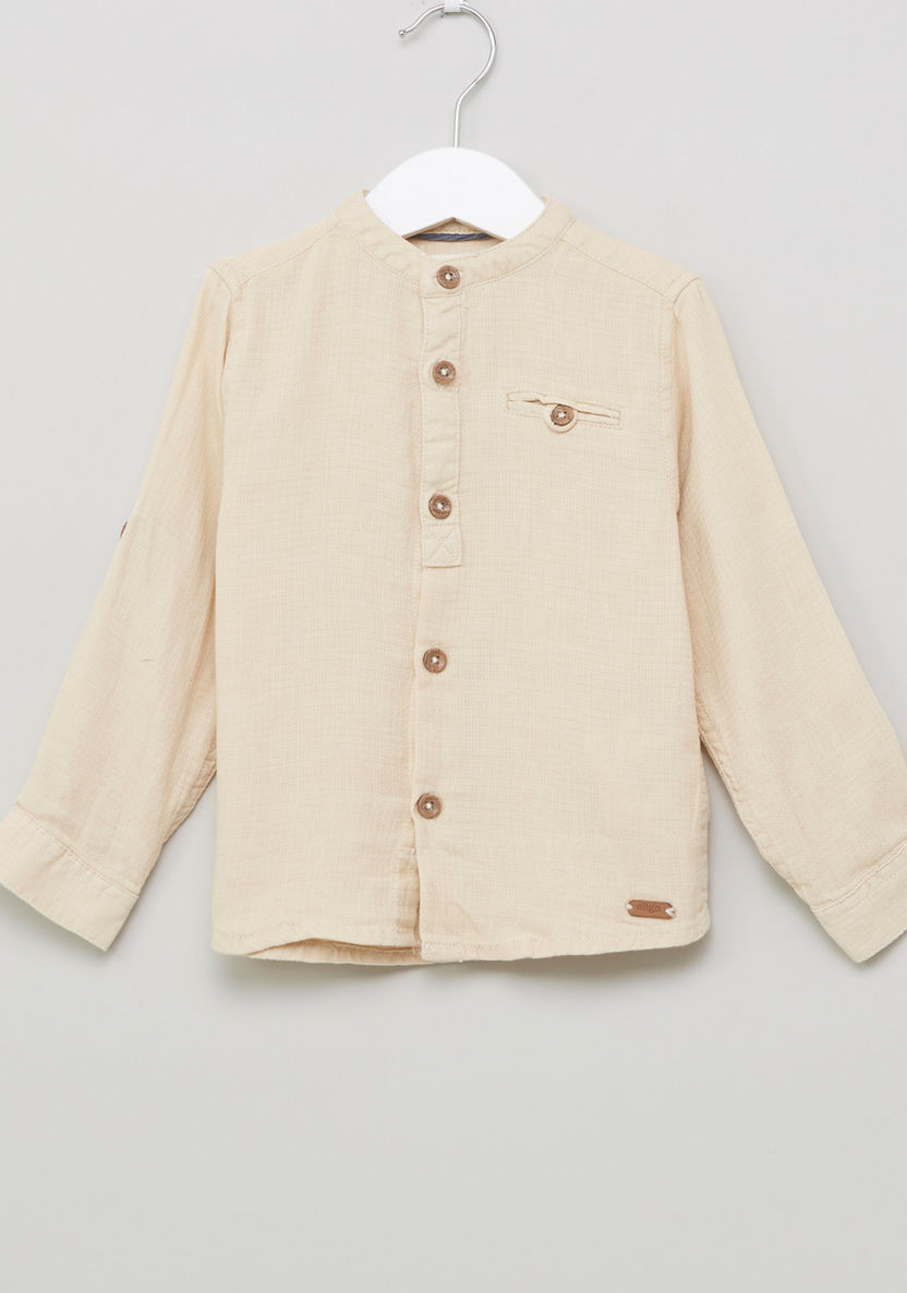 Eligo Long Sleeves Mandarin Collar Shirt-T Shirts-image-0